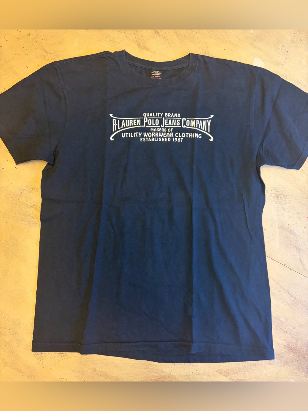 Vintage Polo Ralph Lauren T Shirt Size Medium Navy Blue White Graphic